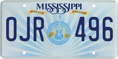 MS license plate OJR496