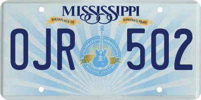 MS license plate OJR502