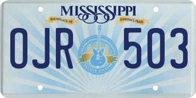 MS license plate OJR503