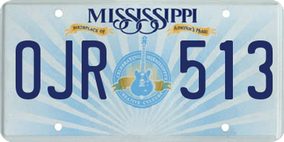 MS license plate OJR513