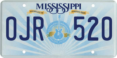MS license plate OJR520