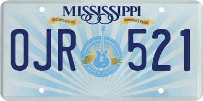 MS license plate OJR521