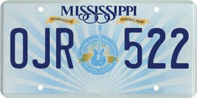 MS license plate OJR522
