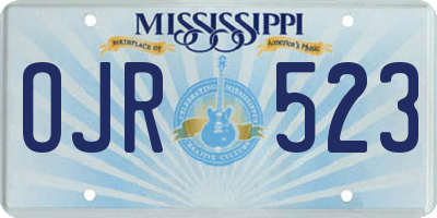 MS license plate OJR523