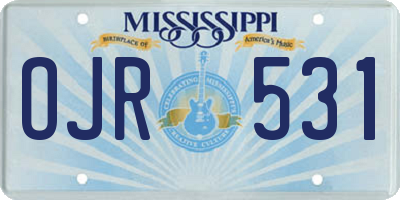 MS license plate OJR531