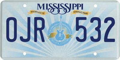 MS license plate OJR532