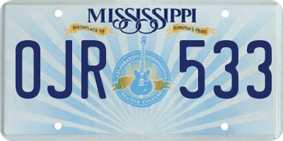 MS license plate OJR533