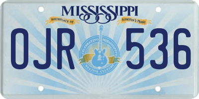 MS license plate OJR536