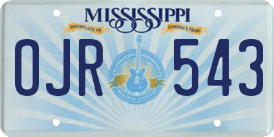 MS license plate OJR543