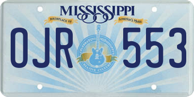 MS license plate OJR553