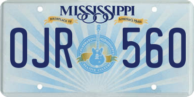 MS license plate OJR560