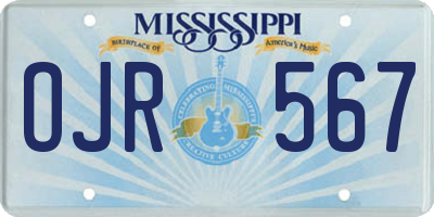MS license plate OJR567