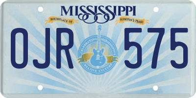 MS license plate OJR575