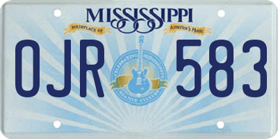 MS license plate OJR583