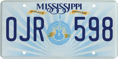 MS license plate OJR598