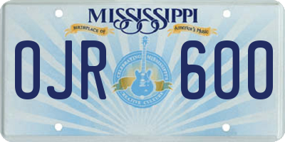 MS license plate OJR600