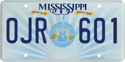 MS license plate OJR601