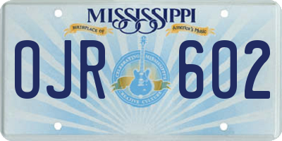 MS license plate OJR602