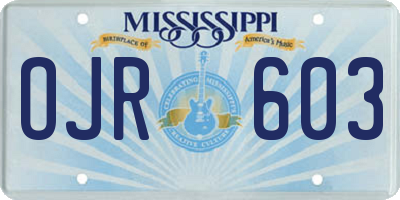 MS license plate OJR603