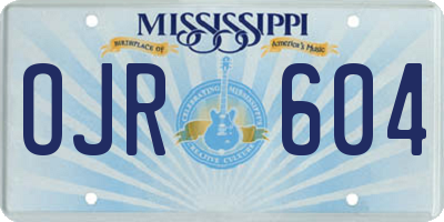 MS license plate OJR604