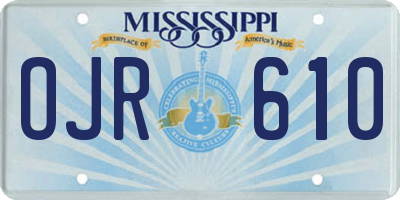 MS license plate OJR610