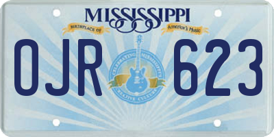 MS license plate OJR623