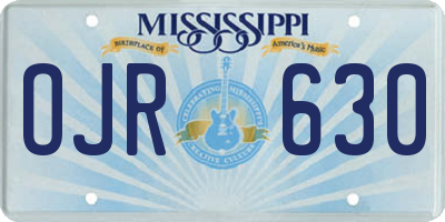 MS license plate OJR630