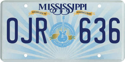 MS license plate OJR636