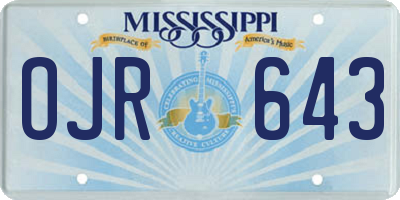 MS license plate OJR643