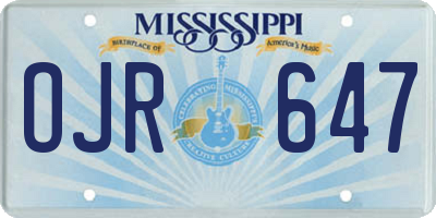 MS license plate OJR647