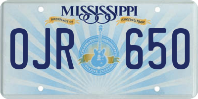 MS license plate OJR650