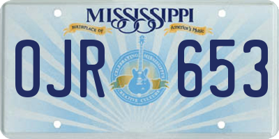MS license plate OJR653
