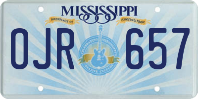 MS license plate OJR657