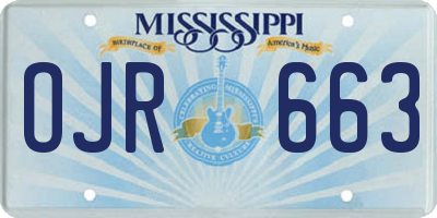 MS license plate OJR663
