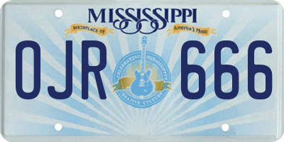 MS license plate OJR666