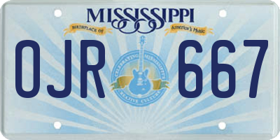 MS license plate OJR667