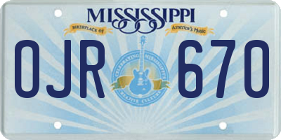 MS license plate OJR670