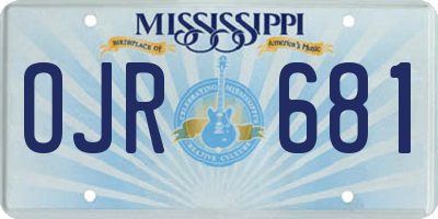MS license plate OJR681