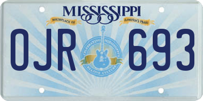 MS license plate OJR693