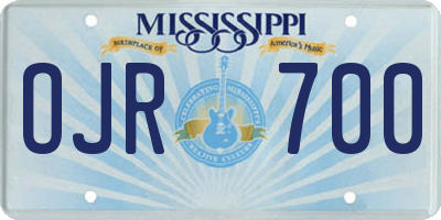 MS license plate OJR700