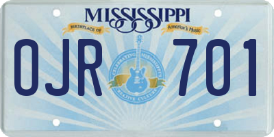 MS license plate OJR701