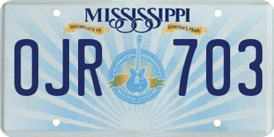 MS license plate OJR703