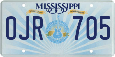 MS license plate OJR705