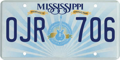 MS license plate OJR706