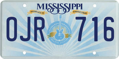 MS license plate OJR716