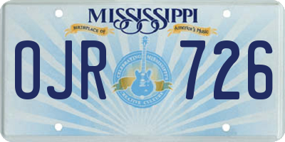MS license plate OJR726