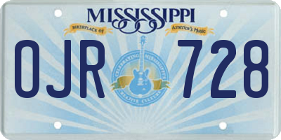MS license plate OJR728