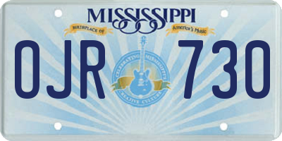 MS license plate OJR730