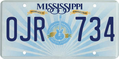 MS license plate OJR734