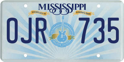 MS license plate OJR735
